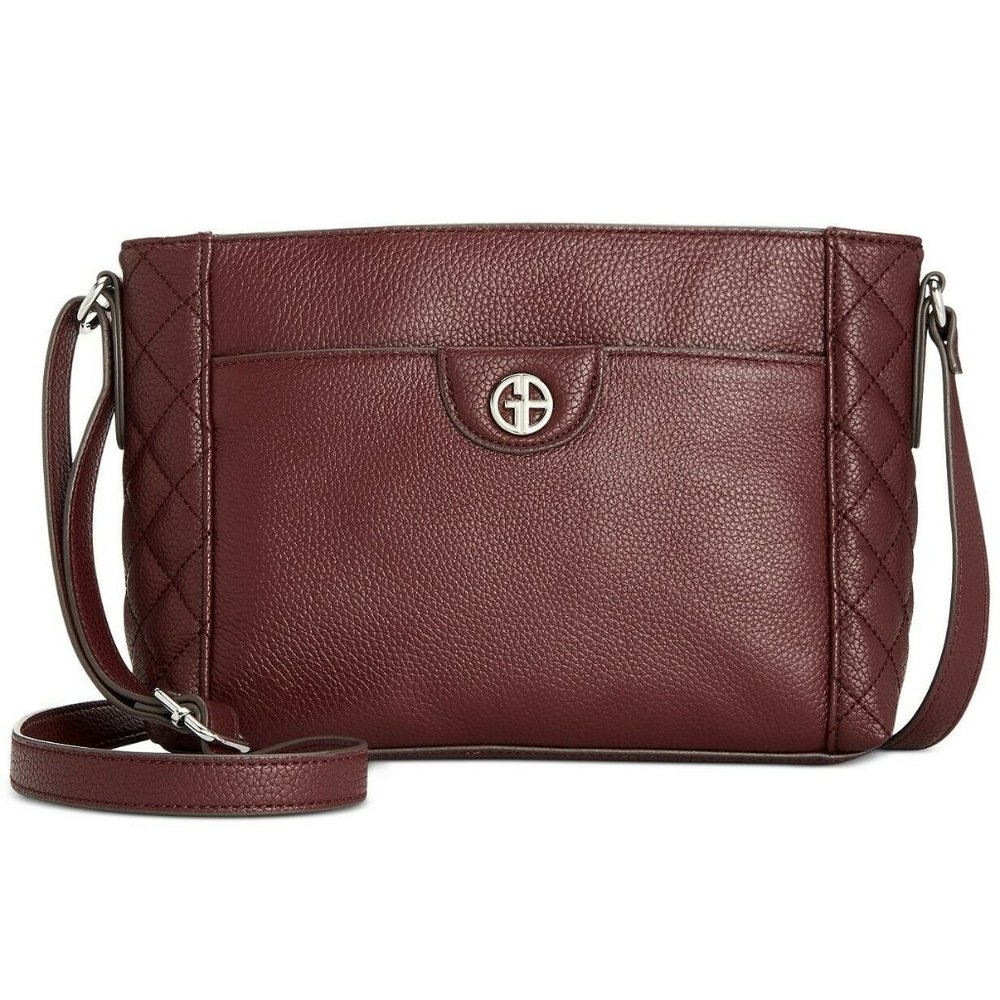 Giani Bernini Quilted Leather Crossbody  Red Wine